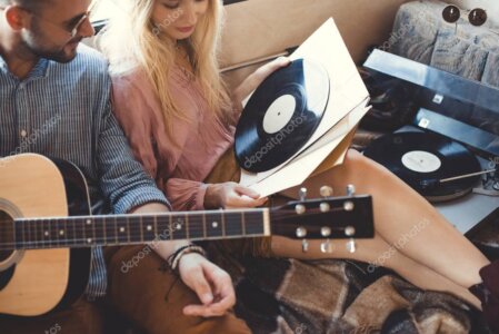 Selection of rock and pop themed used items and musical gear on display